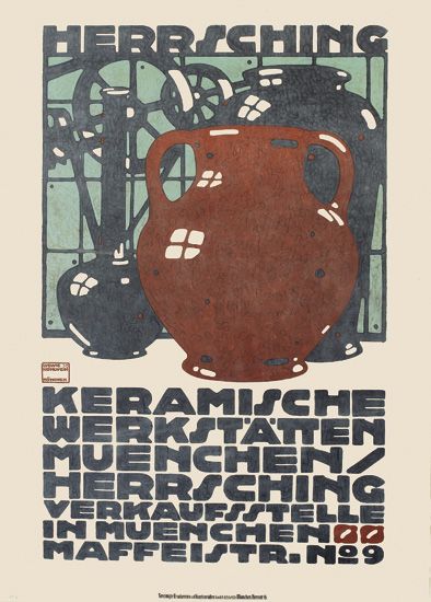 LUDWIG HOHLWEIN (1874-1949). HERRSCHING / KERAMISCHE WERKSTATTEN. 1910. 44x31 inches, 104x79 cm. G. Schuh, Munich.